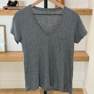 Madewell Whisper Cotton V-Neck Pocket Tee - Heathery Gray - M